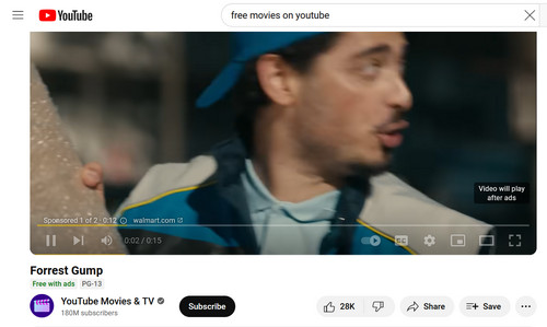 watch free movies on youtube
