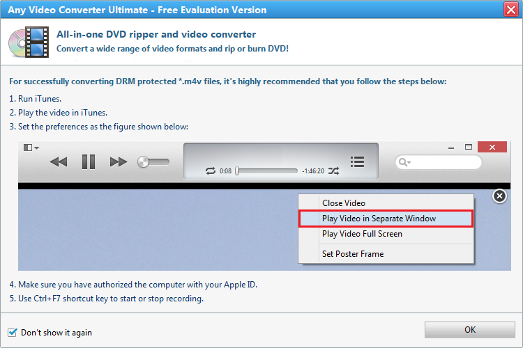 Step 4 : Start to record iTunes M4V movie automatically