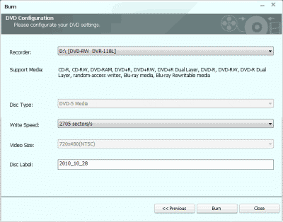DVD configuration