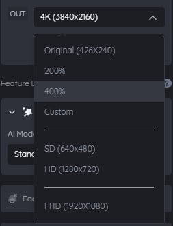 modify the output size