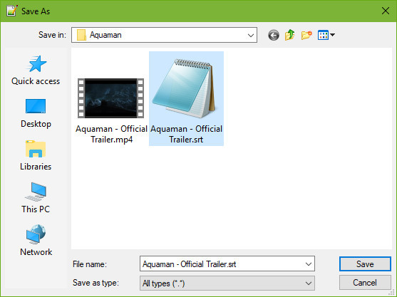 youtube srt file download