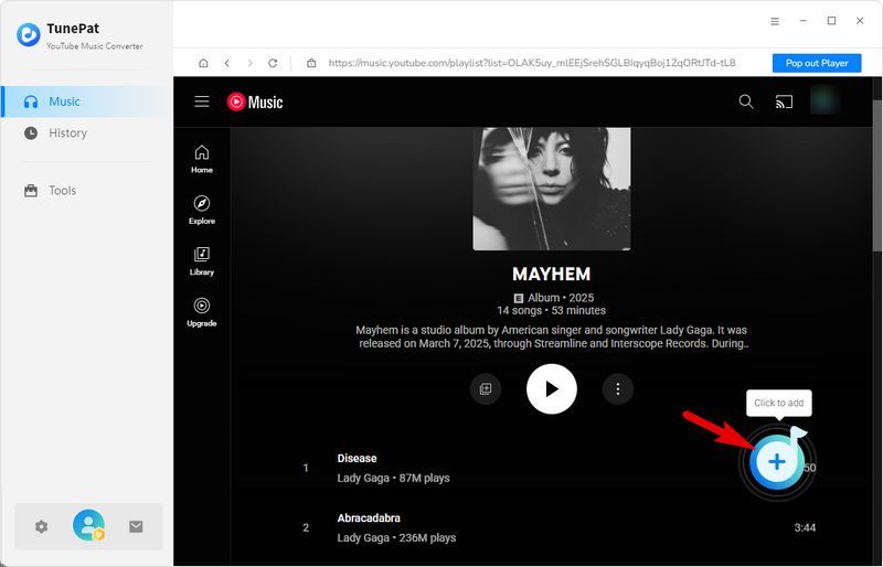 add a playlist youtube music