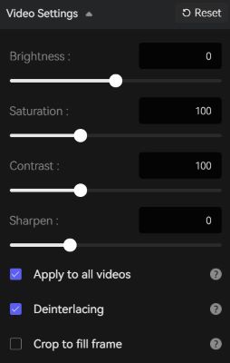 adjust videos settings